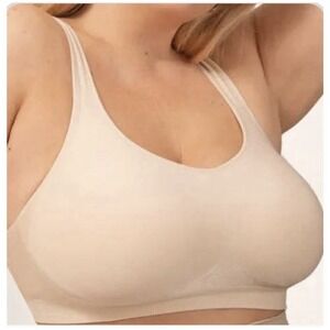 Truekind Wirefree Comfort Shaper Beige Bra Sz L With Bra Extension‎ #154 NEW